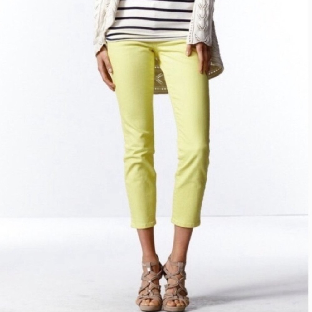 EUC CAbi Jeans Lemon Yellow Bree Cropped Denim - Size 4